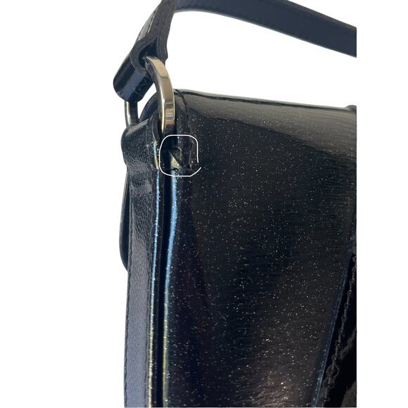 Longchamp Idole Y2K Vintage Black Patent Leather Clutch Silver Ring Tassel - Picture 10 of 10